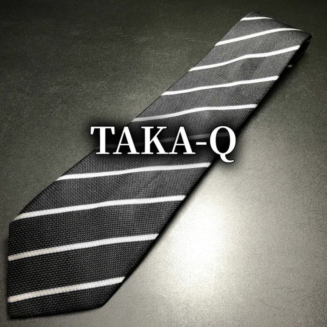 TAKA-Q(タカキュー)のタカキュー レジメンタル ブラック ネクタイ B104-A14 メンズのファッション小物(ネクタイ)の商品写真