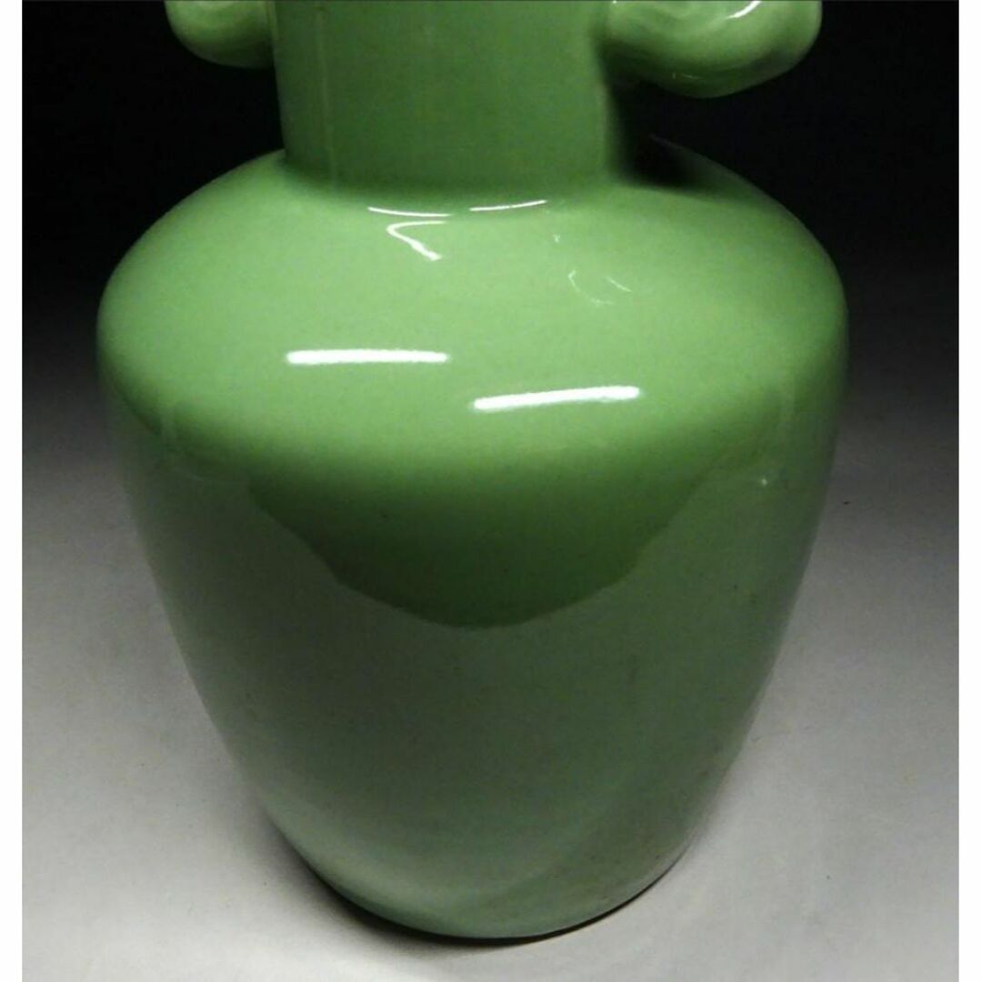 中国古玩 青磁 双耳 花瓶 高約30cm 唐物 時代物 t92559