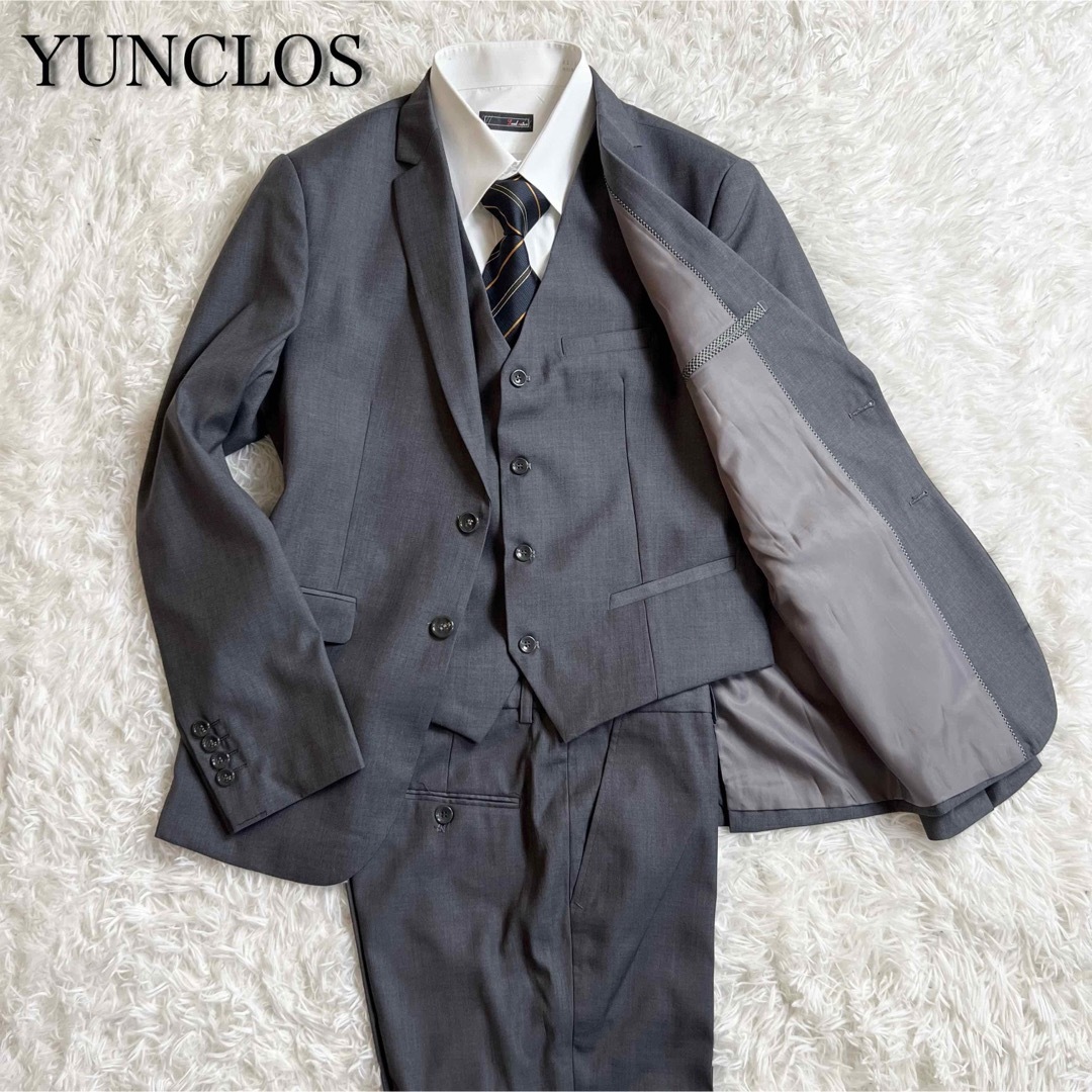 YUNCLOS スリーピース　セットアップ　スーツ　グレー　メンズ　Lサイズ