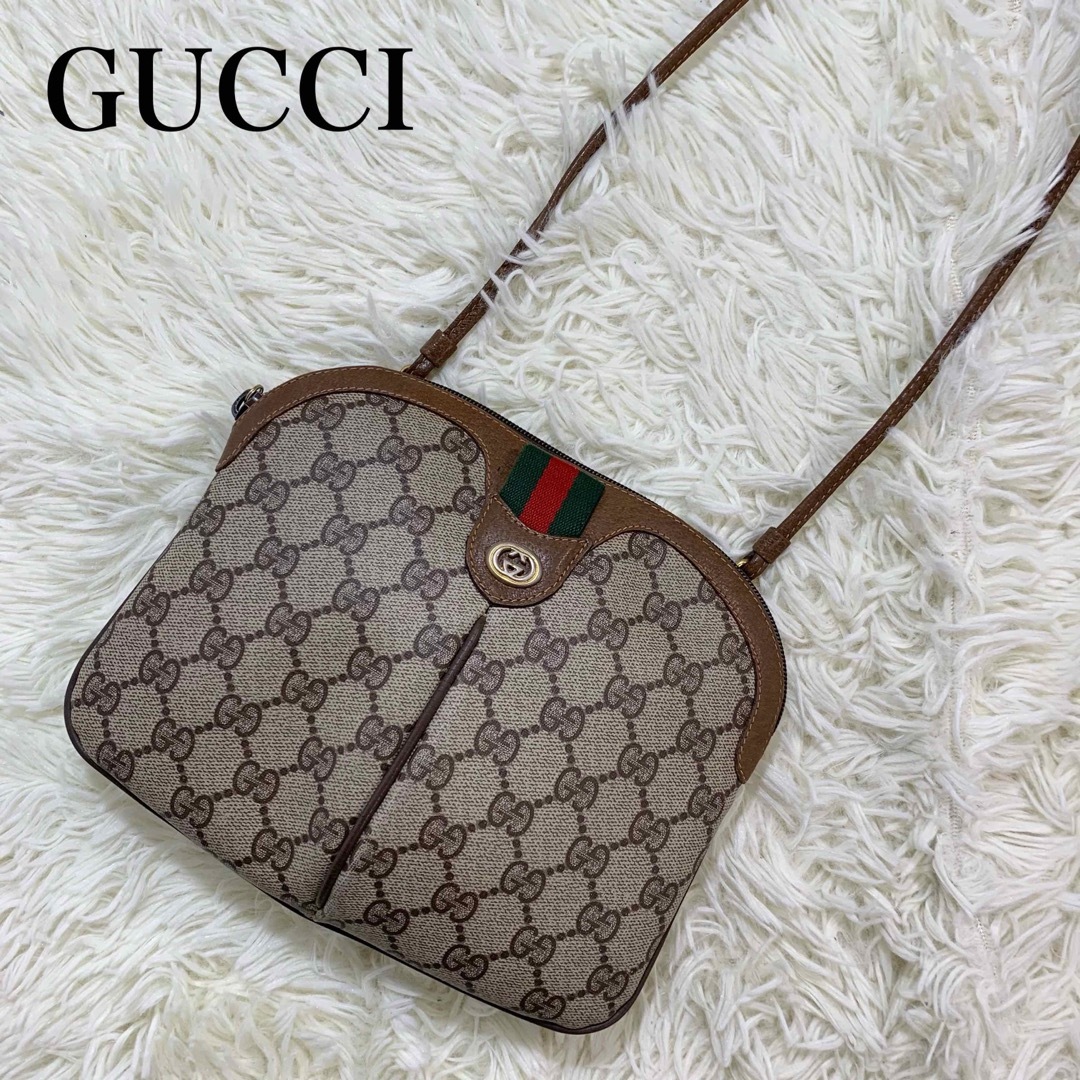 美品✨GUCCI オールドグッチ ショルダーバッグ PVC シェリーライン GG-