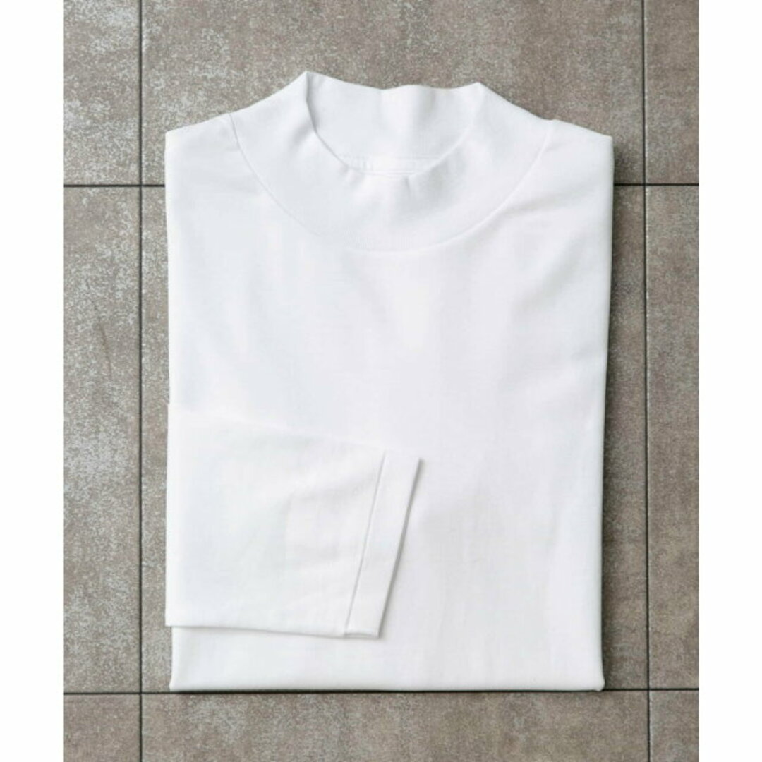 【WHITE】『抗菌/防臭』LIFE STYLE TAILOR シルケットポンチストレッチモック長袖Tシャツ