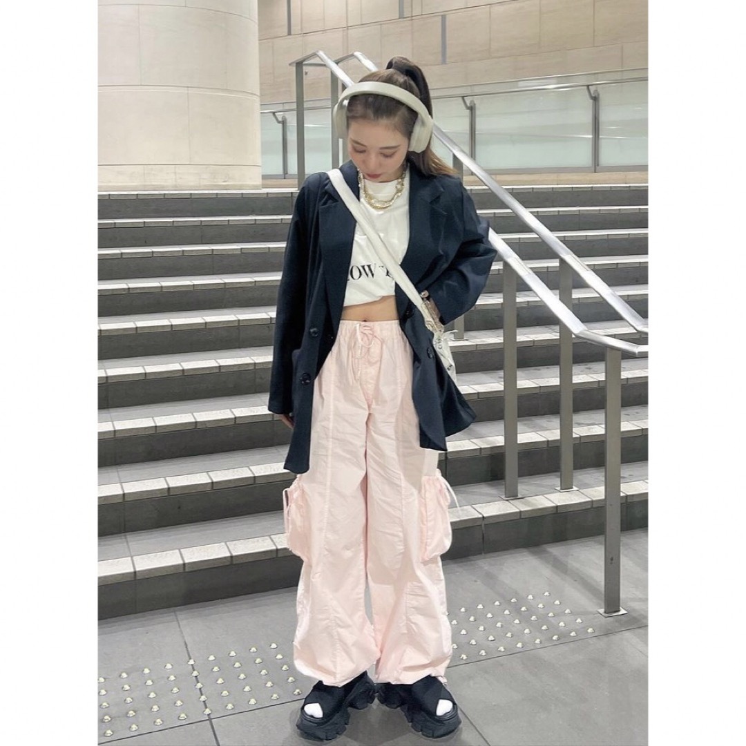 ZARA パラシュートパンツ ライトピンク