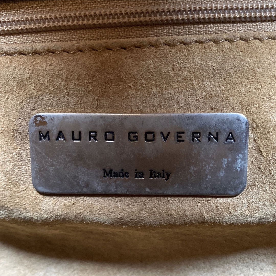 【MAURO GOVERNA】トープ レザー シルバー金具 2WAYトートバッグ