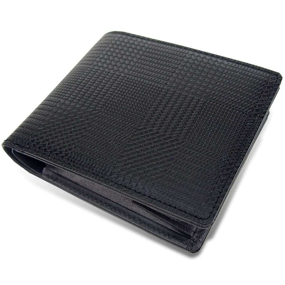 【色: black】[栃木レザー] 二つ折り財布 メンズ 日本製 グレンチェック