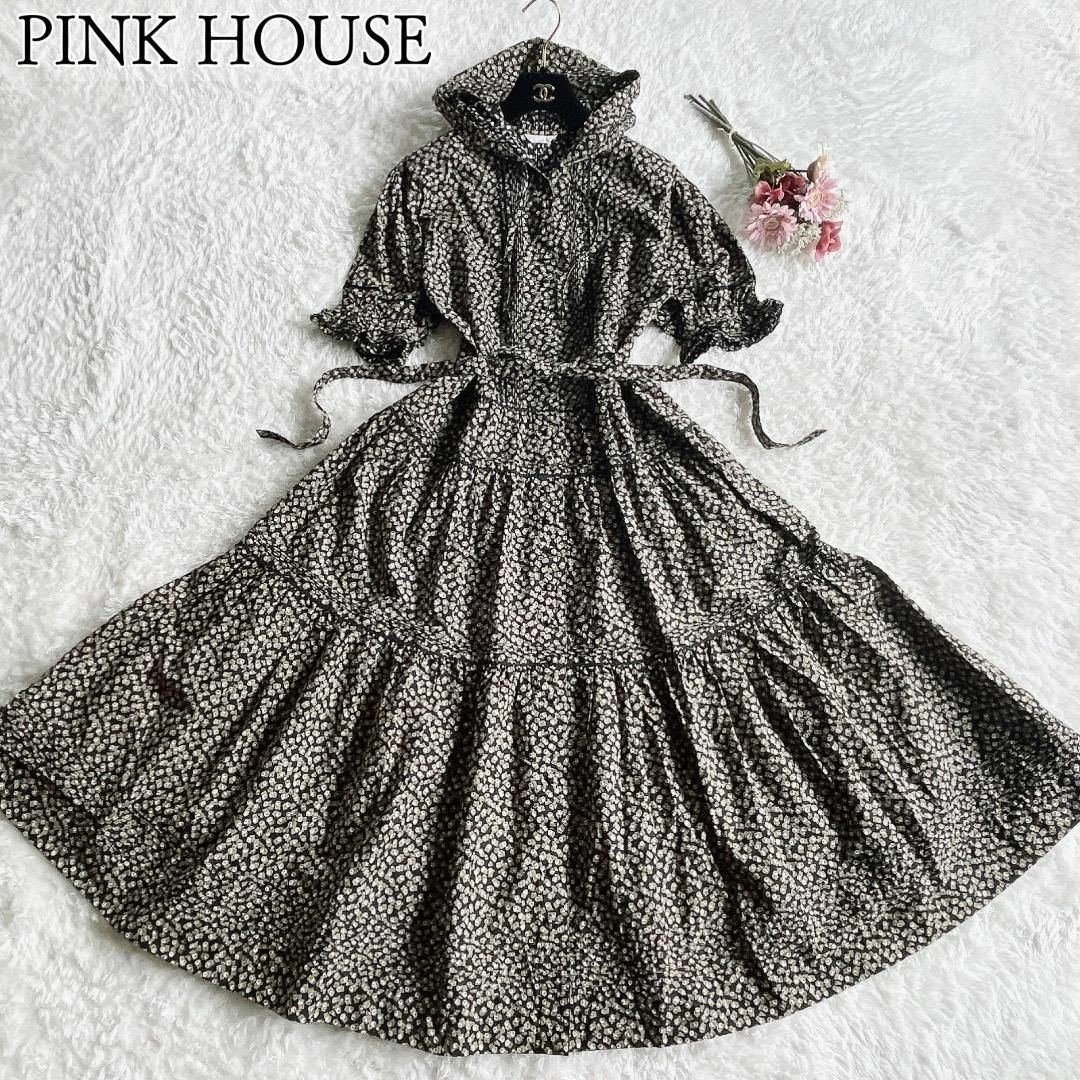 PINK HOUSE(ピンクハウス)の☘️美品◆PINK HOUSE◆リボン付き　ティアードワンピース　ピコフリル レディースのワンピース(ロングワンピース/マキシワンピース)の商品写真