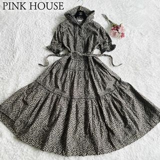 ピンクハウス(PINK HOUSE)の☘️美品◆PINK HOUSE◆リボン付き　ティアードワンピース　ピコフリル(ロングワンピース/マキシワンピース)