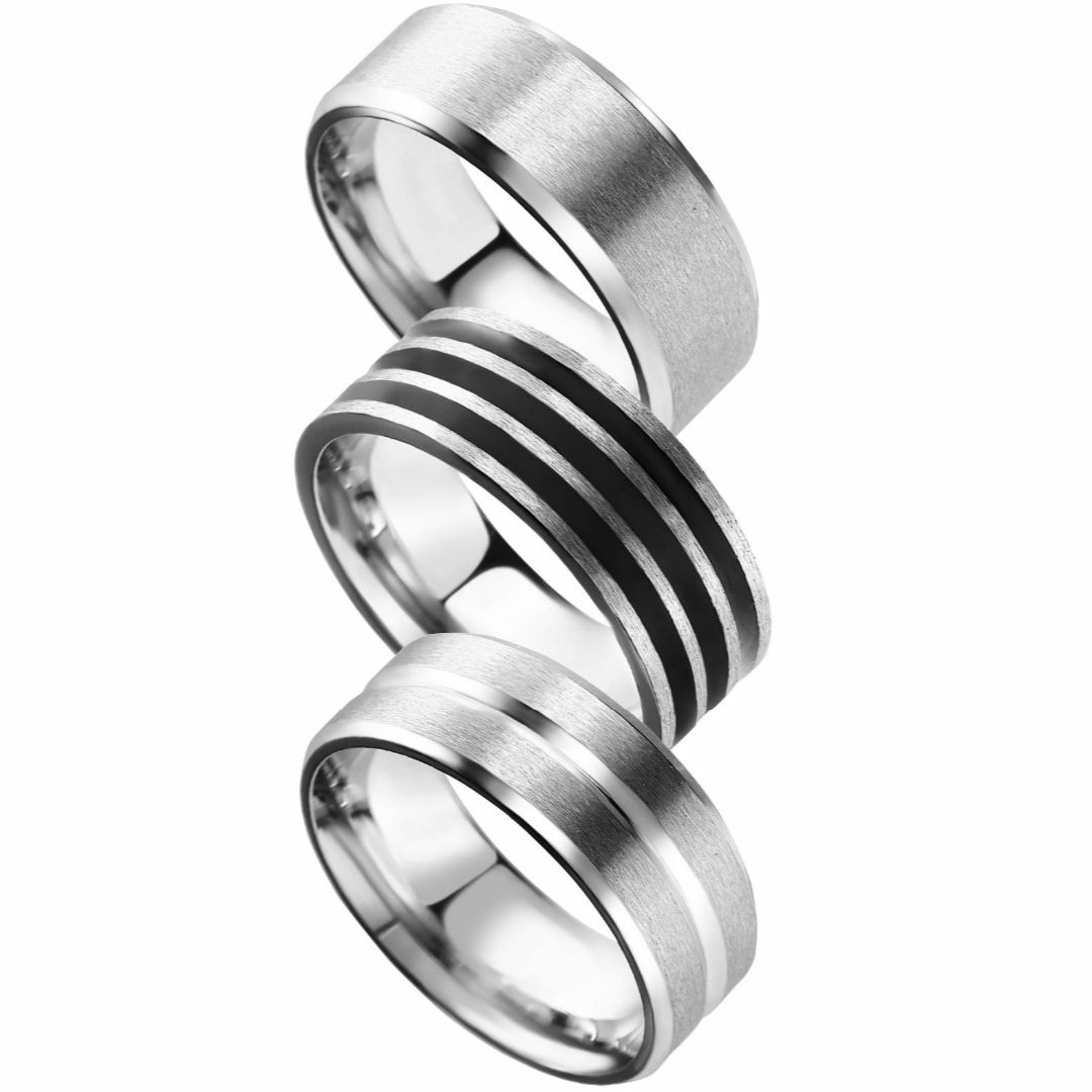 Freate 指輪 メンズ リング 3個セット ステンレス シルバー シンプル