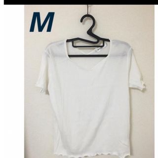 白　カットソー　Tシャツ　M バレエにも(カットソー(半袖/袖なし))