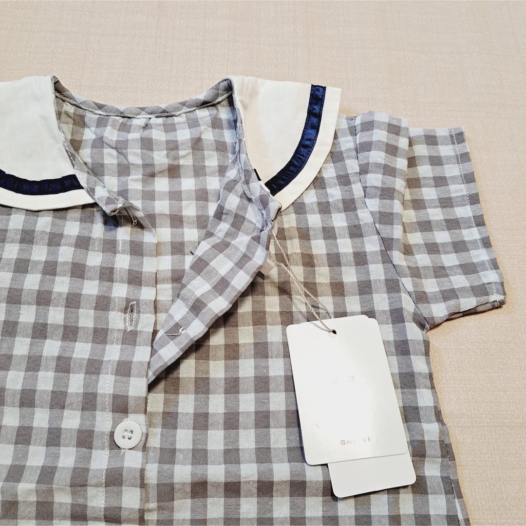 ✨セーラー カラー セットアップ グレー 73 女の子 男の子 キッズ  ベビー キッズ/ベビー/マタニティのベビー服(~85cm)(Ｔシャツ)の商品写真