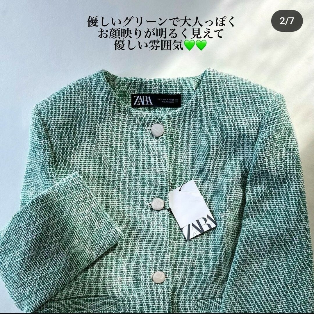 ZARA　クロップドテクスチャーブレザー　Mサイズ