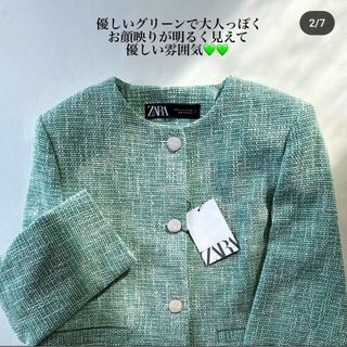 ZARA - ZARA クロップドテクスチャーブレザー Mサイズの通販 by ...