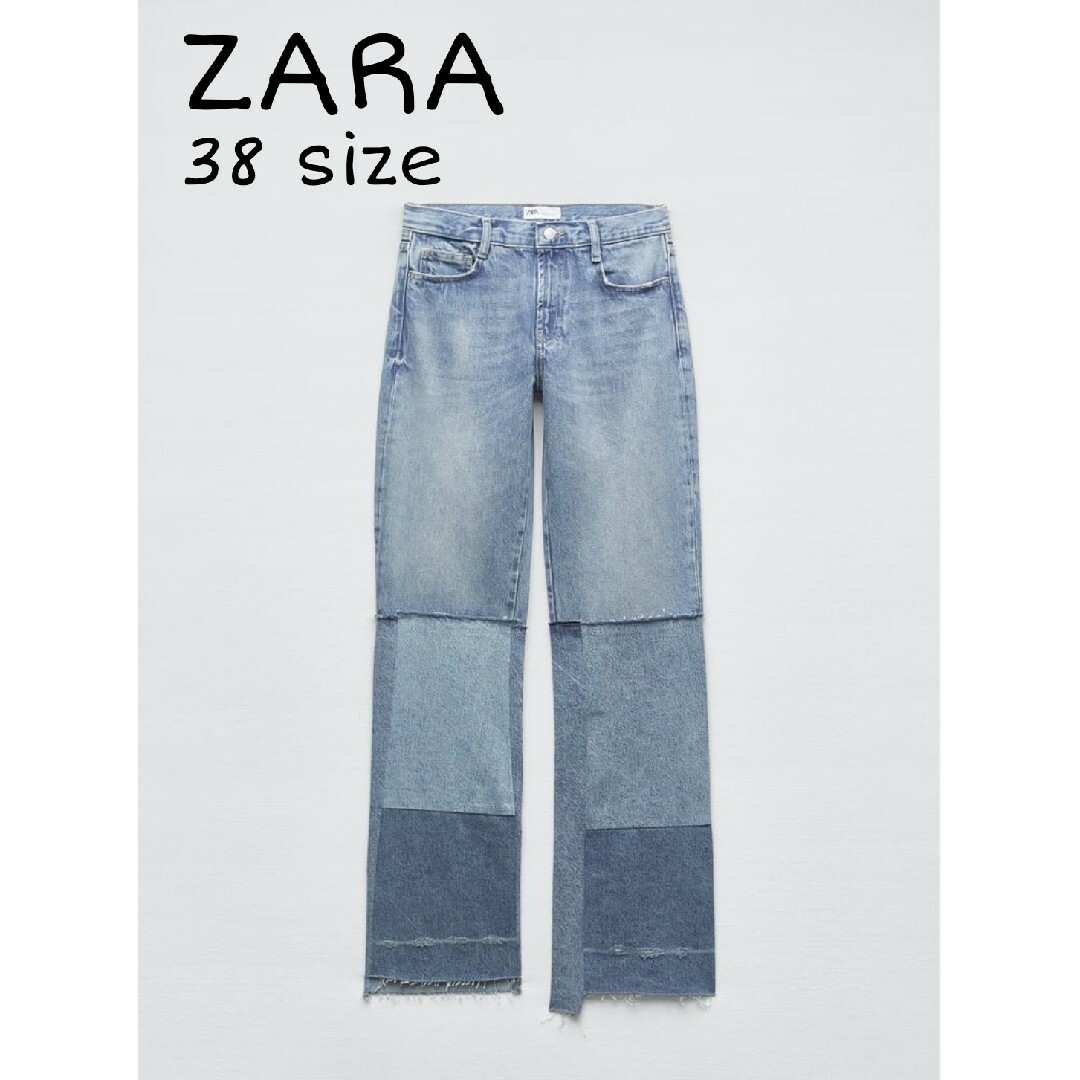 ZARA　TRF BOOT-CUT LOW-RISE パッチワーク デニムパンツ