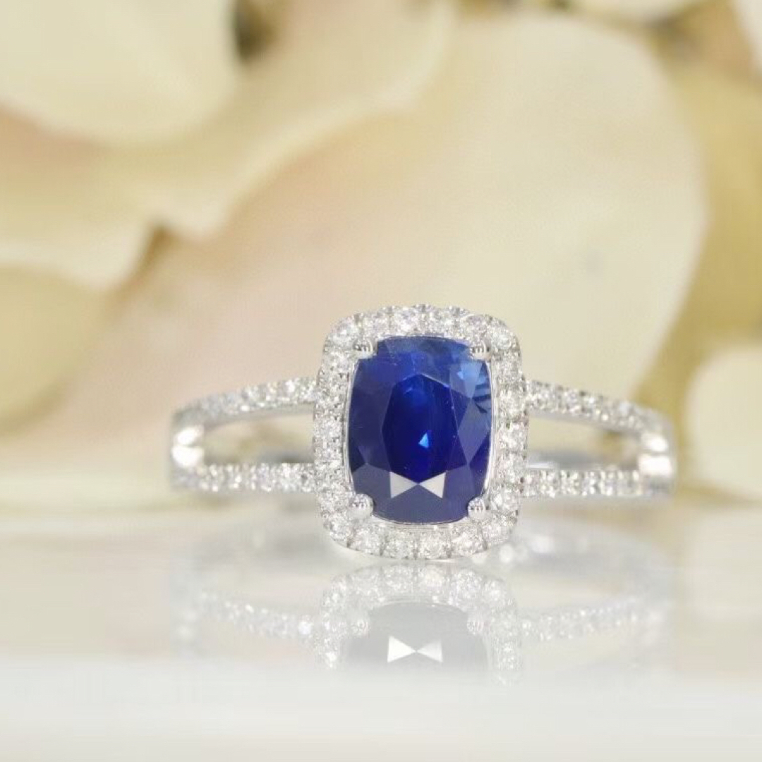 天然 ロイヤルブルーサファイア ダイヤ リング0.67ct k18 f