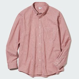 ユニクロ(UNIQLO)のUNIQLO ＥＦＣブロードチェックシャツ（長袖） レッド Ｓサイズ(シャツ)