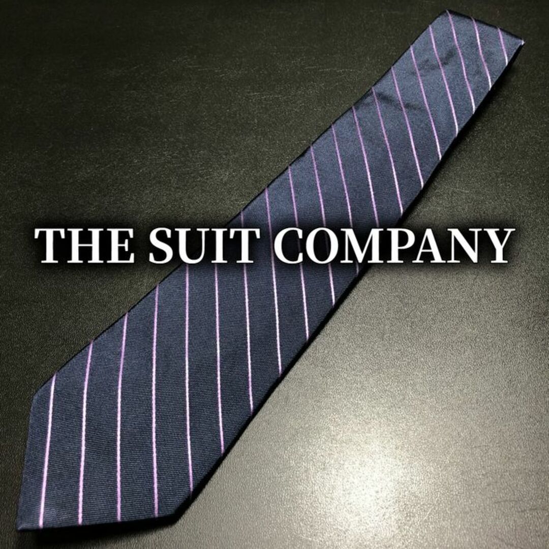 THE SUIT COMPANY(スーツカンパニー)のスーツカンパニー レジメンタル ネイビー ネクタイ B104-C01 メンズのファッション小物(ネクタイ)の商品写真