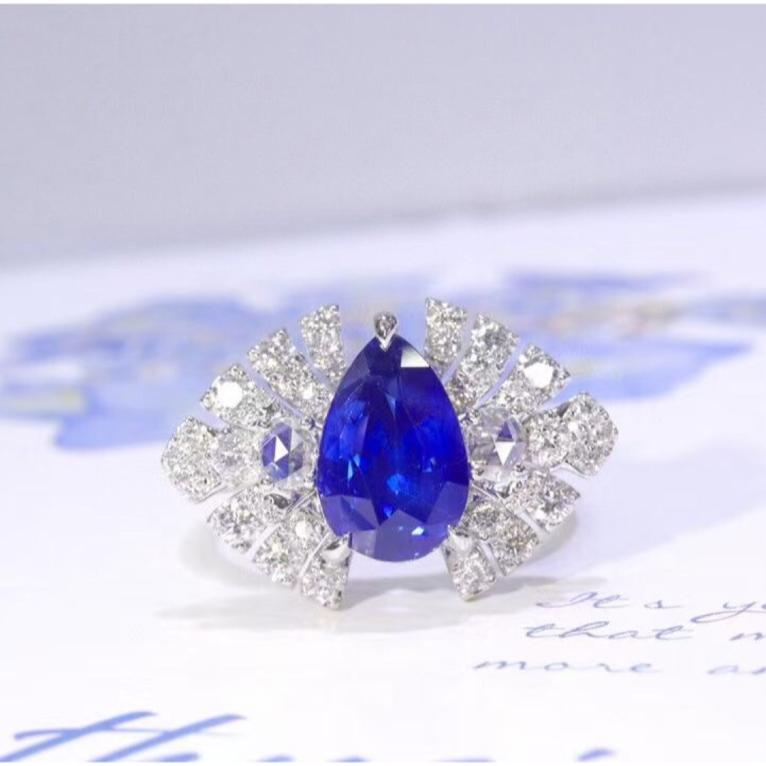 天然 ロイヤルブルーサファイア ダイヤ リング0.66ct k18 f3