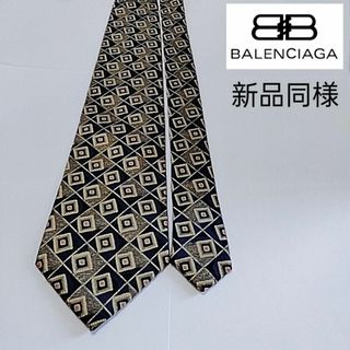 バレンシアガ(Balenciaga)の未使用に近い　超美品　バレンシアガ　ネクタイ　ネイビー　ビジネス　柄(ネクタイ)