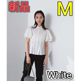 ナチュラルビューティーベーシック(NATURAL BEAUTY BASIC)の新品　ナチュラルビューティベーシック　フレア　ブラウス　M 白　即購入(シャツ/ブラウス(半袖/袖なし))