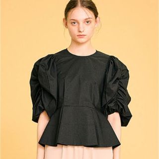 ランバンオンブルー(LANVIN en Bleu)のランバンオンブルー　ボリューム袖ブラウス黒(シャツ/ブラウス(半袖/袖なし))