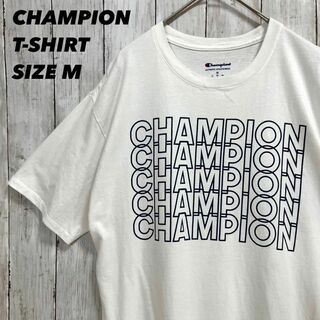 チャンピオン(Champion)のアメリカ古着チャンピオン　5段プリントTシャツ　サイズM 白　ユニセックス　夏物(Tシャツ/カットソー(半袖/袖なし))