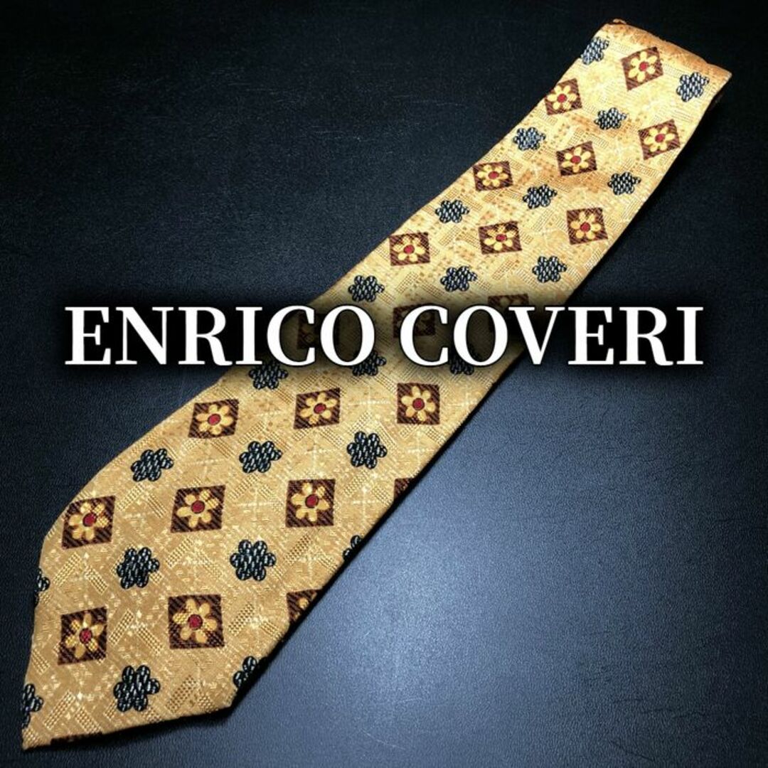 ENRICO COVERI(エンリココベリ)のエンリココベリ フラワー イエロー ネクタイ B104-D11 メンズのファッション小物(ネクタイ)の商品写真