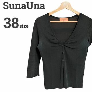 スーナウーナ(SunaUna)のスーナウーナ レディース【M】ブラウス♡薄手 美シルエット♡ 大人女子♡春夏 黒(カットソー(長袖/七分))