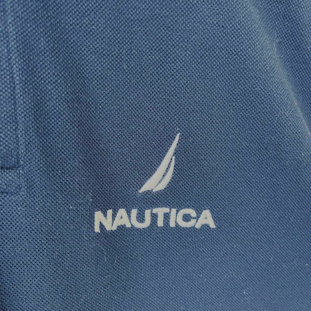 NAUTICA(ノーティカ)のメンズ古着NAUTICA ノーティカ　襟袖ライン入り鹿の子刺繍ロゴポロシャツXL メンズのトップス(ポロシャツ)の商品写真