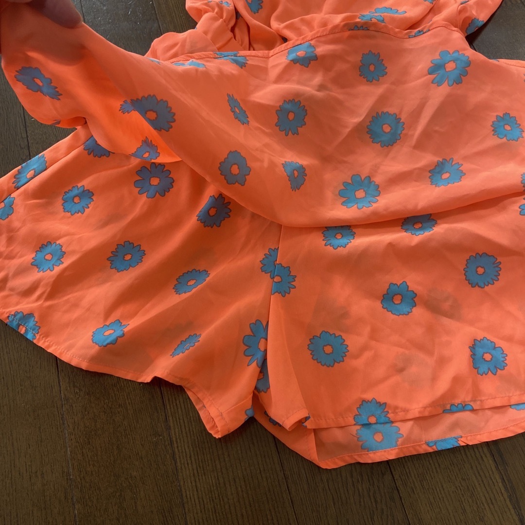 TWNROOM(ツインルーム)のオールインワン　ミニキュロットスカート　 柄ワンピース　蛍光オレンジ レディースのパンツ(オールインワン)の商品写真