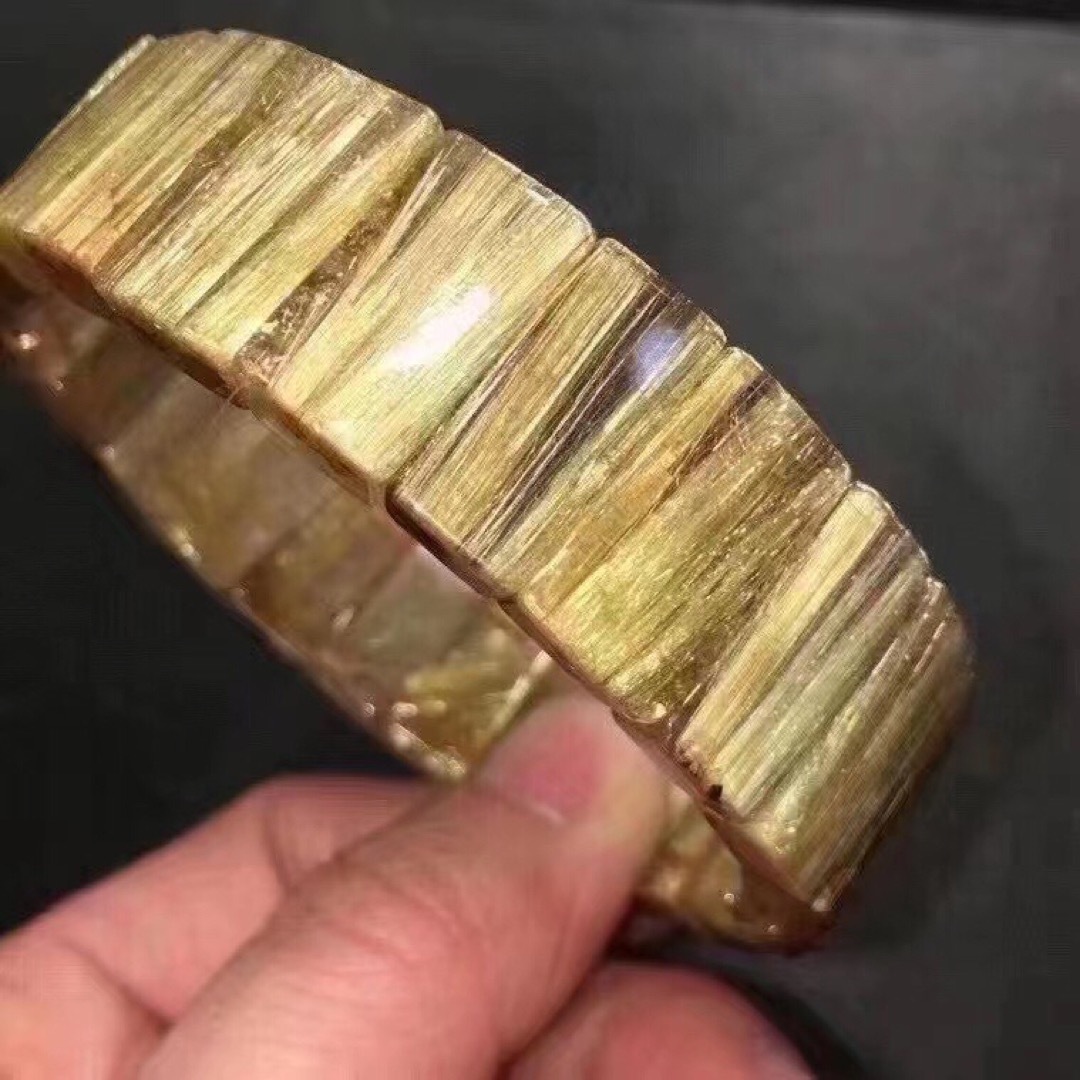 天然ゴールドタイチンルチル クォーツ ブレスレット バングル