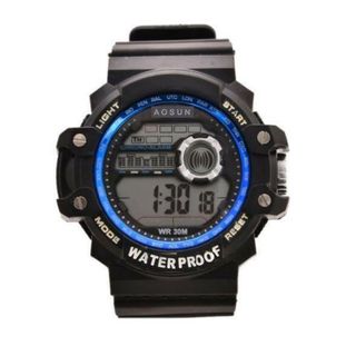 新品 デジタル腕時計多機能 ボーイズ（キッズ）から大人まで 青×黒(腕時計)