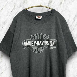 ハーレーダビッドソン(Harley Davidson)のハーレーティーシャツ　オーバーサイズＬ　灰色グレー　一番人気デザイン　メンズ古着(Tシャツ/カットソー(半袖/袖なし))