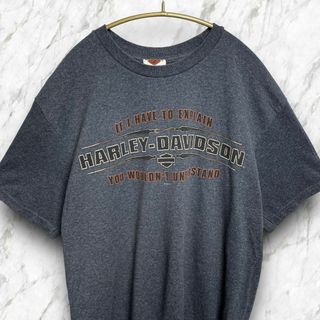 ハーレーダビッドソン(Harley Davidson)のハーレーＴシャツ　オーバーサイズＬ　灰色グレー　人気デザイン　メンズ夏物古着(Tシャツ/カットソー(半袖/袖なし))