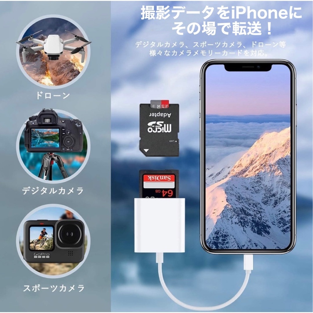 激安大特価！ SDカード カメラリーダー iPhone iPad用 データ転送