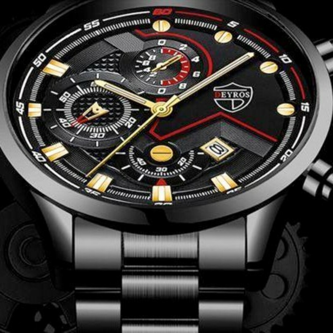 クロノグラフ 新品 DEYROS 腕時計メンズ ラグジュアリー 黒金 その他のその他(その他)の商品写真