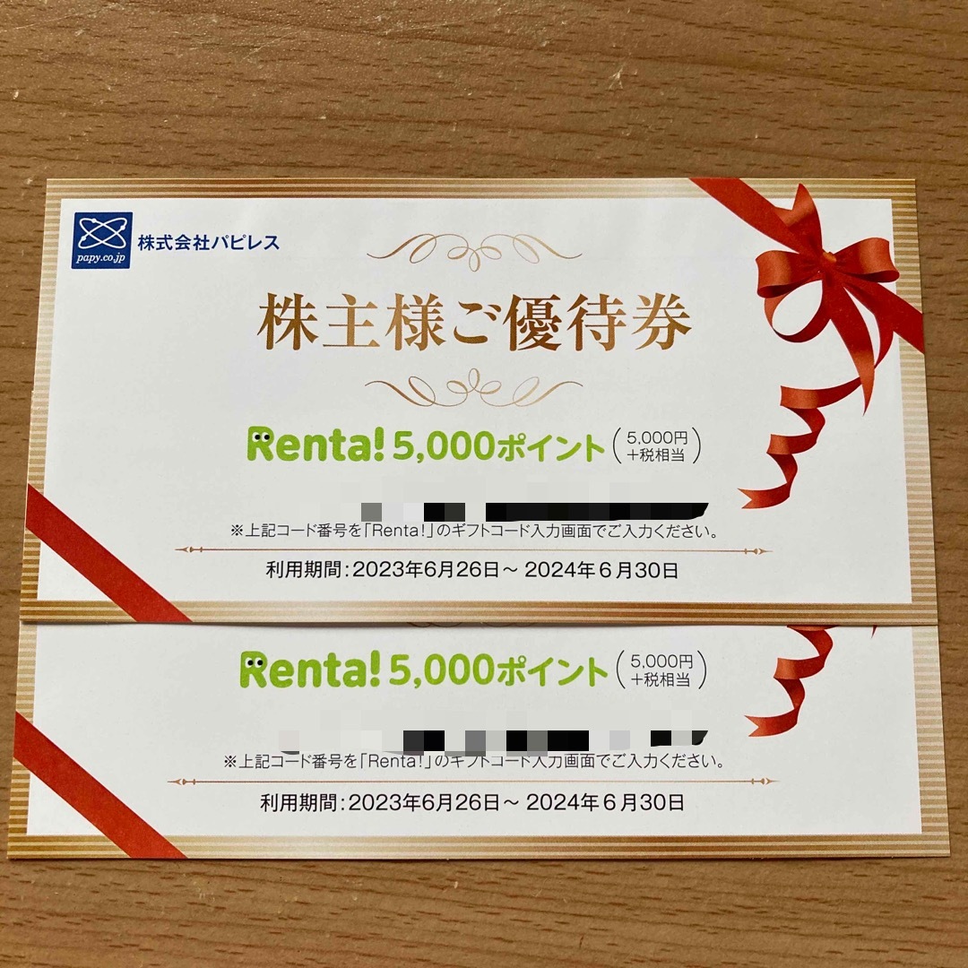 Renta! 優待券 10000円分のポイントの通販 by はみ's shop｜ラクマ