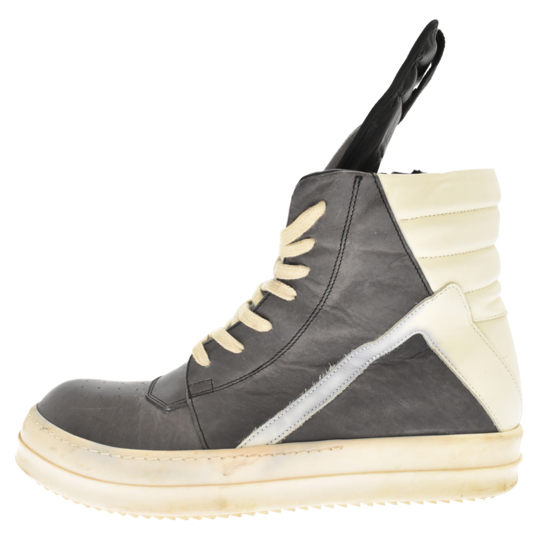 Rick Owens リックオウエンス 15AW GeoBasket ジオバスケット サイドジップレザーハイカットスニーカー グレー ホワイト W15 4855300センチワイズ