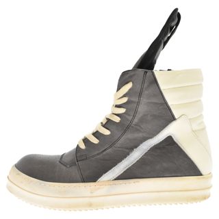 リックオウエンス(Rick Owens)のRick Owens リックオウエンス 15AW GeoBasket ジオバスケット サイドジップレザーハイカットスニーカー グレー ホワイト W15 4855(スニーカー)