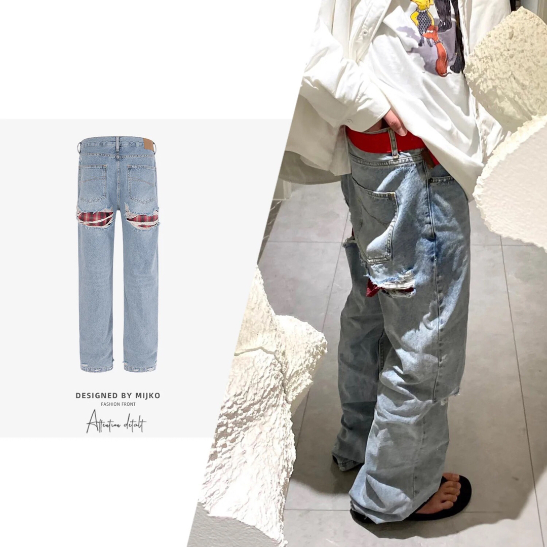 Balenciaga(バレンシアガ)のダメージ　リメイク加工　デニム　パンツ　ストリート　韓国　好きに メンズのパンツ(デニム/ジーンズ)の商品写真