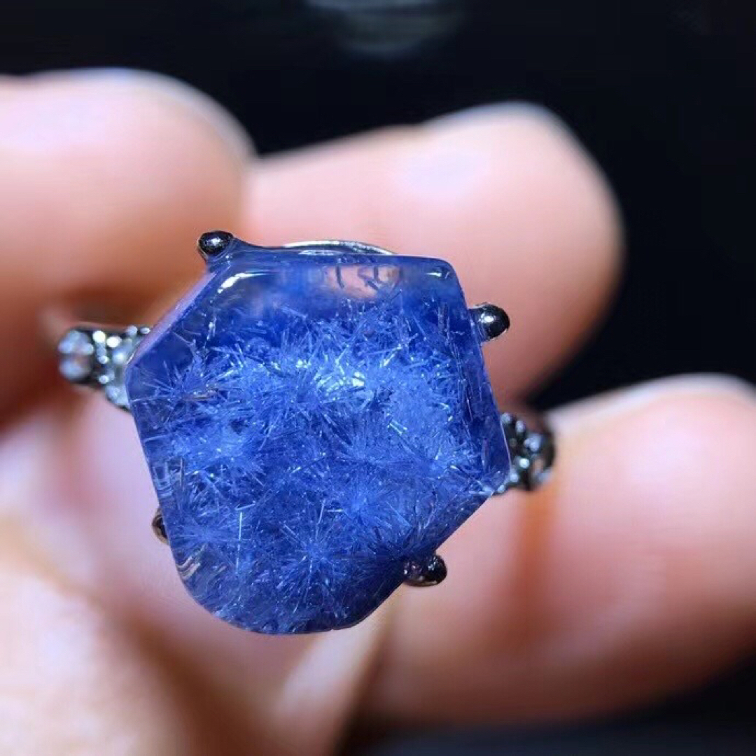天然】ブルールチル デュモルチエライト リング 11.7*9.8mm-