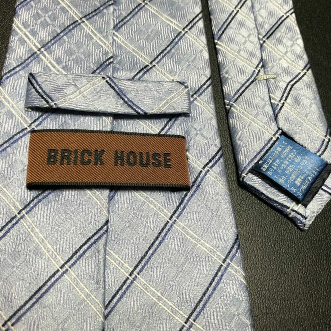 shirts(シャツ)のブリックハウス チェック スカイブルー ネクタイ B104-F12 メンズのファッション小物(ネクタイ)の商品写真