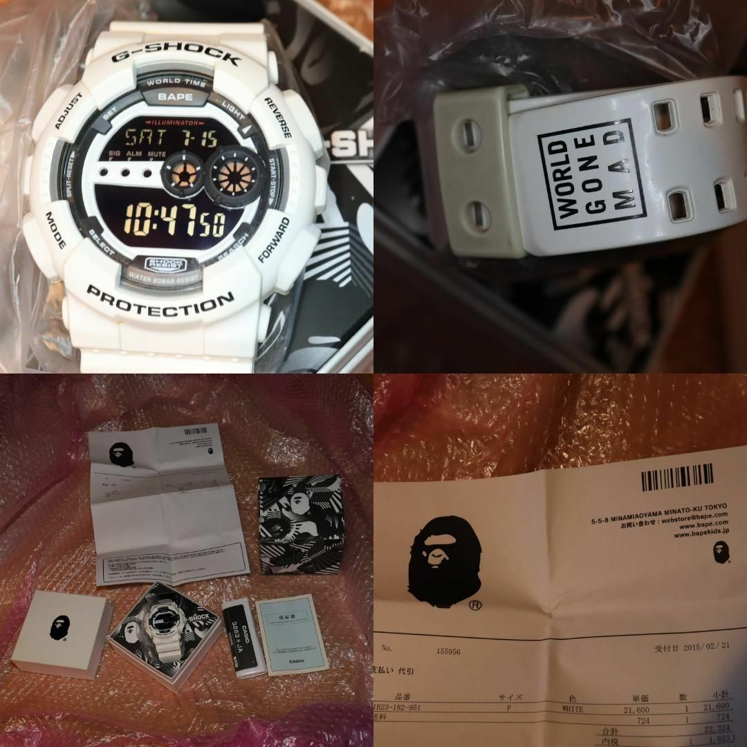 BAPE G-SHOCK GD-100 15SSエイプジーショックホワイト腕時計(デジタル)