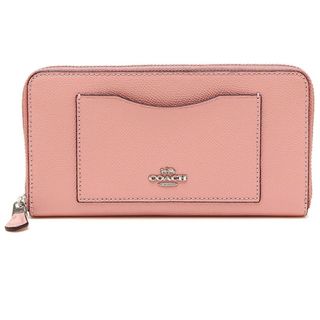 コーチ(COACH)のCOACH 長財布ピンク×オックスブラッド シルバー色金具 ラウンドファスナー(財布)