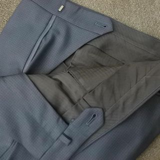 美品 ユナイテッドアローズ 2B艶ネイビーシャドーマイクロチェックスーツ S~M