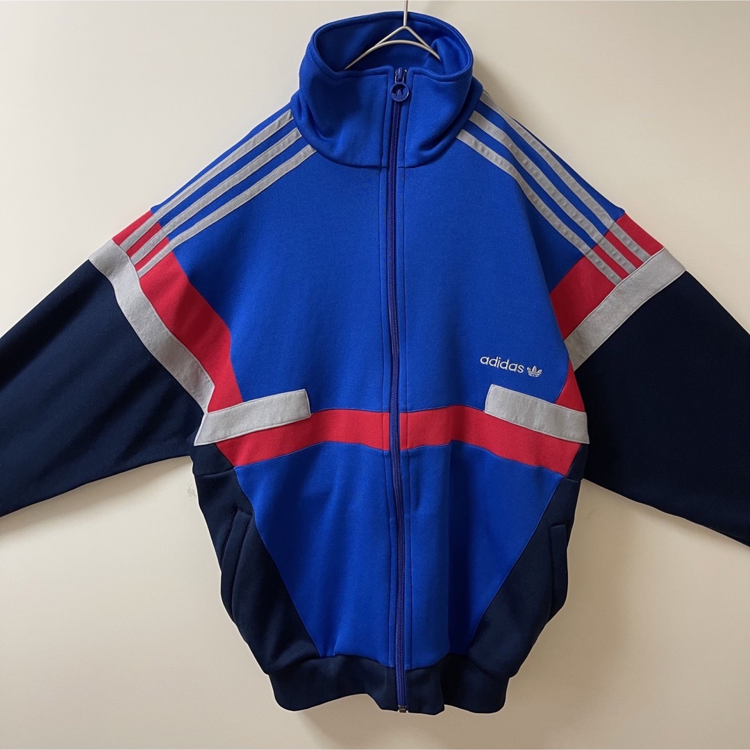 00s】adidasトラックジャケット刺繍ビンテージトレフォイル古着ジャージ青赤