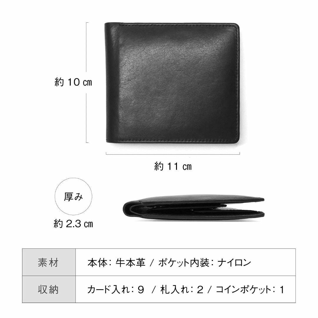 【色: ブラックA type：縦型コインポケット】MURA 二つ折り財布 財布 6