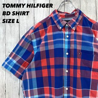 トミーヒルフィガー(TOMMY HILFIGER)のTOMMY HILFIGERトミーヒルフィガー半袖マドラスチェック柄BDシャツL(シャツ)