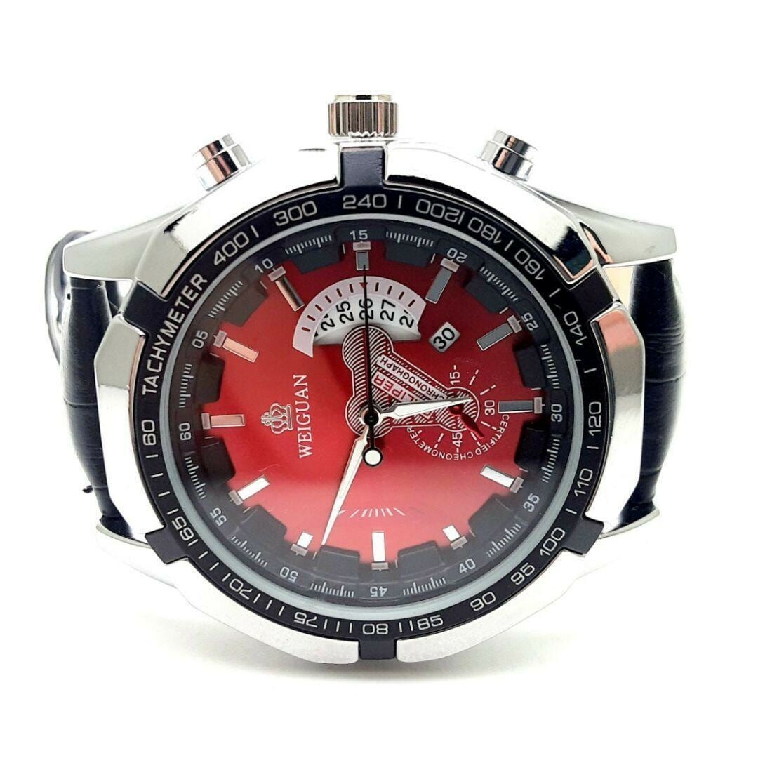 新品 クロノグラフ WEIGUAN 腕時計 ラグジュアリーレザー 赤盤 レディースのファッション小物(腕時計)の商品写真