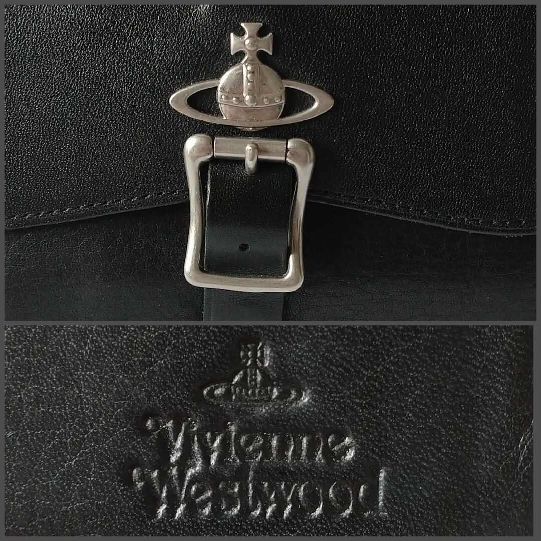 Vivienne Westwood(ヴィヴィアンウエストウッド)のvivienne westwood オーブ ベルト がま口 レザー 折り財布 黒 レディースのファッション小物(財布)の商品写真