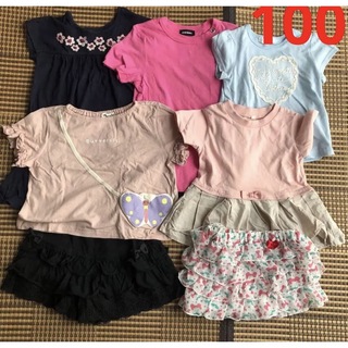 ユニクロ(UNIQLO)の女の子 100 夏 まとめ売り トップス ワンピース ショートパンツ 半袖(Tシャツ/カットソー)