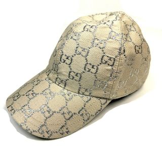 グッチ(Gucci)のグッチ GUCCI GG ラメ 631953 帽子 キャップ帽 ベースボール キャップ ウール シルバー 美品(キャップ)